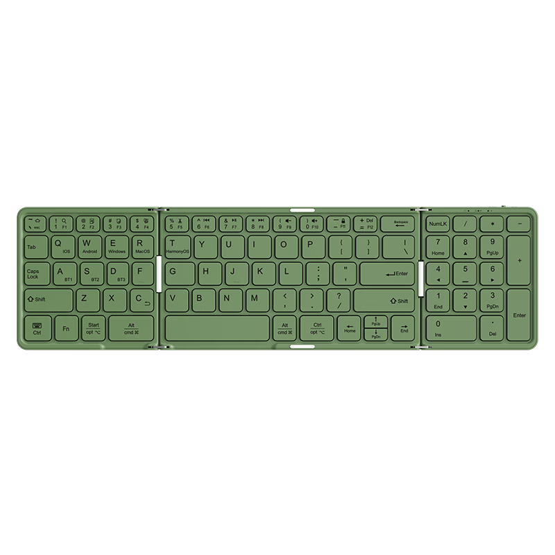 B.O.W Hangshi X30 Triple Bluetooth Foldable Keyboard Lightweight Portable Silent Typing with Numeric Keypad Pocket-sized for iPad Huawei Xiaomi Tablet 81 Keys Matcha Green