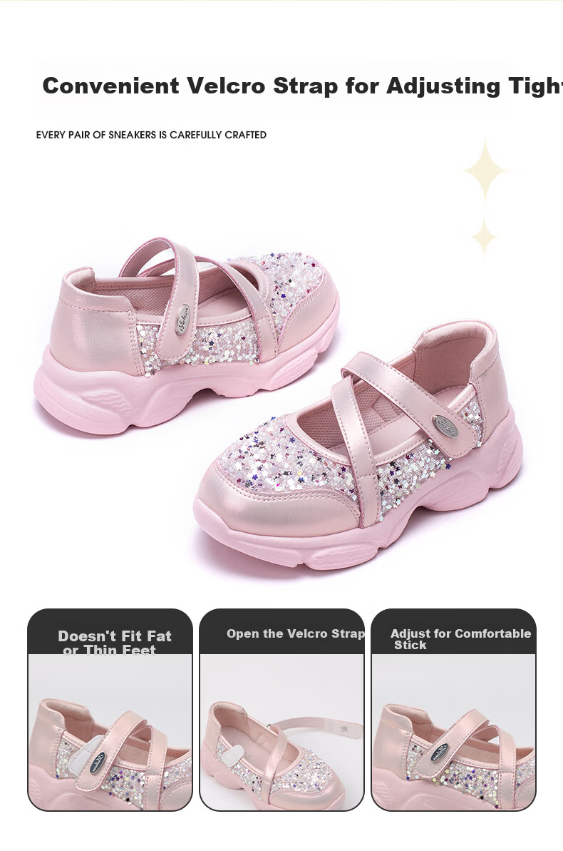 Follow Me Girls' Sports Shoes, Spring And Autumn Soft Sole Non-Slip Breathable Casual Shoes for Children, Pearl Pink, Size 34 3