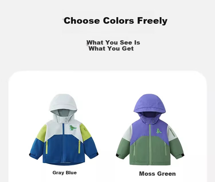 Qiqi Bear Boys' Windbreaker Outdoor Jacket Children's Autumn 3-in-1 Thickened Baby Three-Proof Winter Coat 22