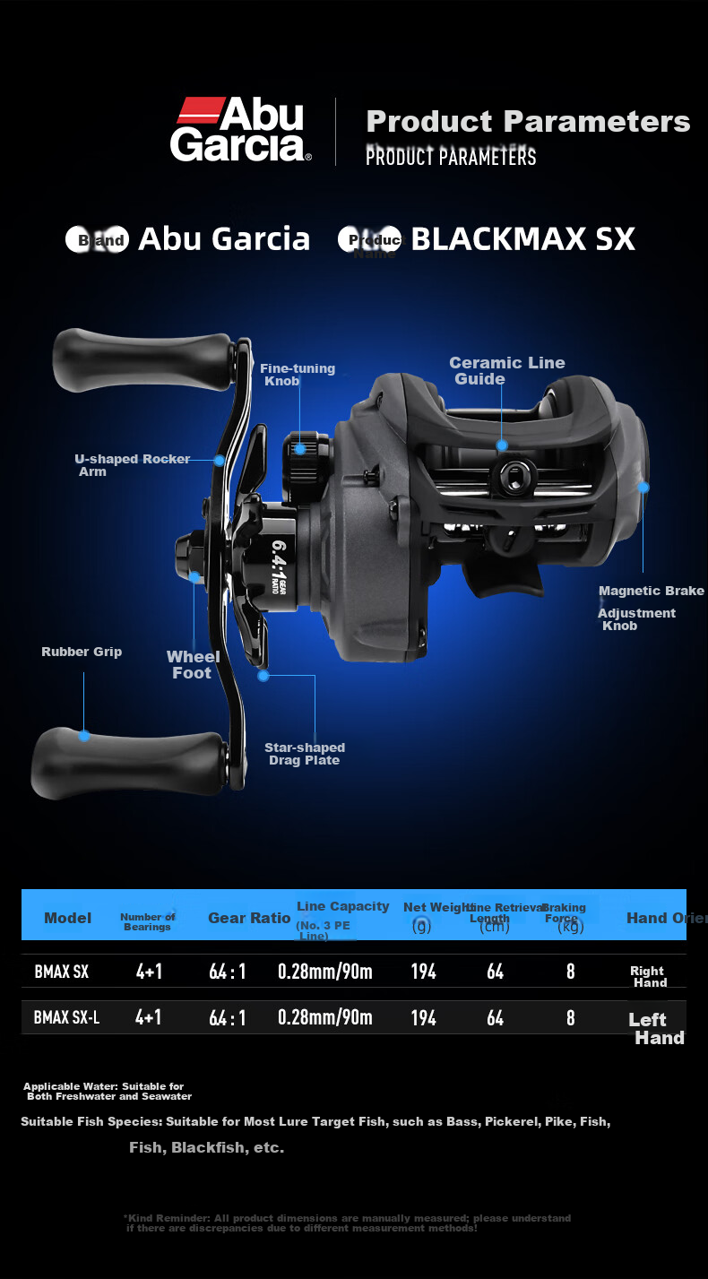 ABU GARCIA BLACKMAX SX Baitcasting Reel Right-Handed Long-Distance Fishing Reel Lure Reel 3