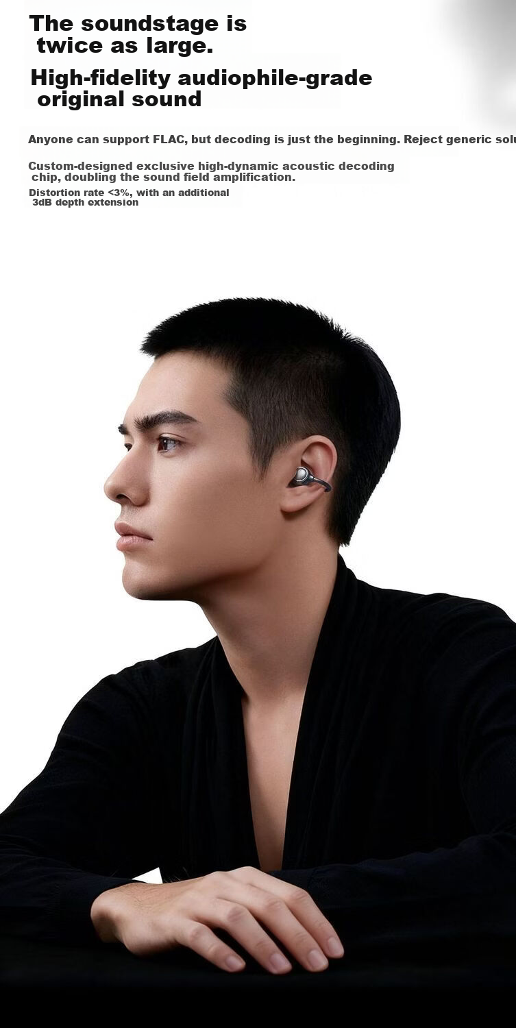 Chuangu 2026 Latest HIFI Sound Quality Bluetooth Bone Conduction Clip-On Wireless Open-Ear Earphones Noise Cancelling Comfortable Long Battery Life for Running 10
