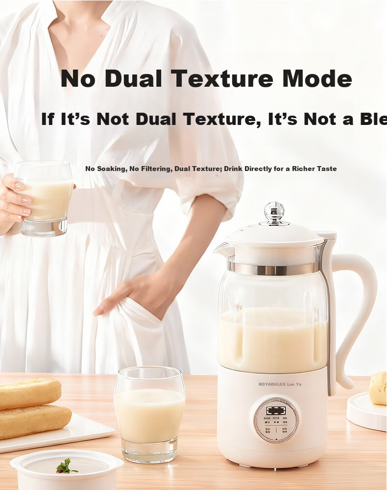 ROYALTY LINE 22-Blade Soy Milk Maker and Blender Titanium Coating 1L Fully Automatic Noise-Reducing Multifunctional Food Processor for 2-4 People White 13
