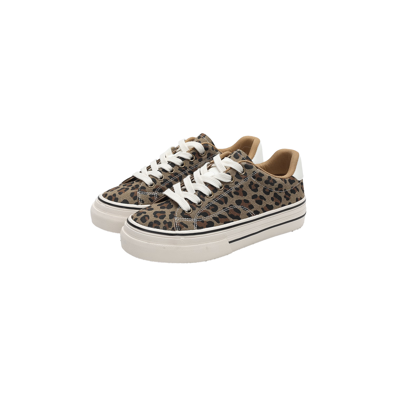 DAPHNE Women's Shoes 2026 Summer New Leopard Print Soft Sole Sneakers Casual Canvas Shoes Brown Size 36