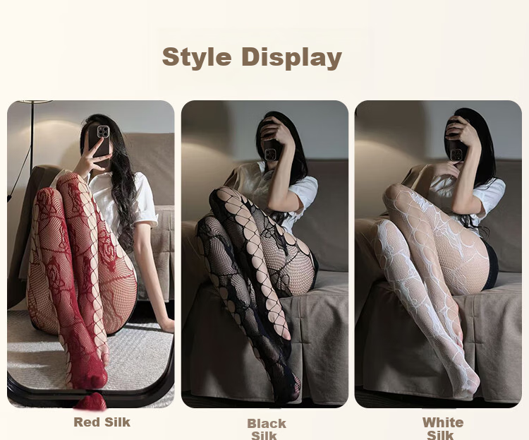 9i9 Irregular Ripped Lace Fishnet Stockings Sexy Vintage Sheer Leggings 3-Pack S64 5