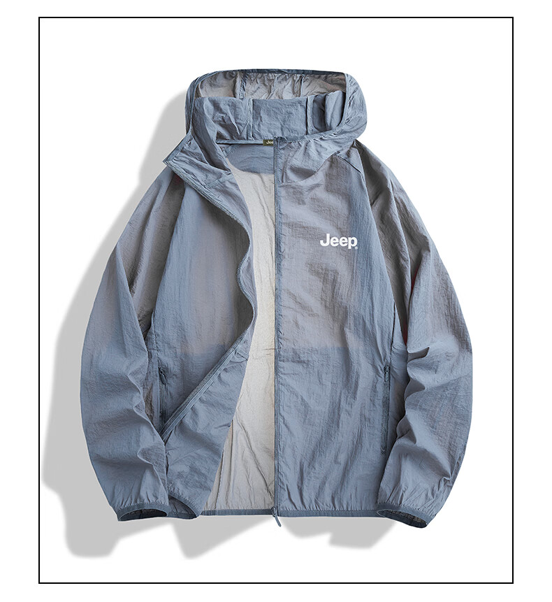 JEEP Men's Summer UPF50+ Ice Silk Breathable Fishing Sun Protection Jacket UV Protection Lightweight Coat 5