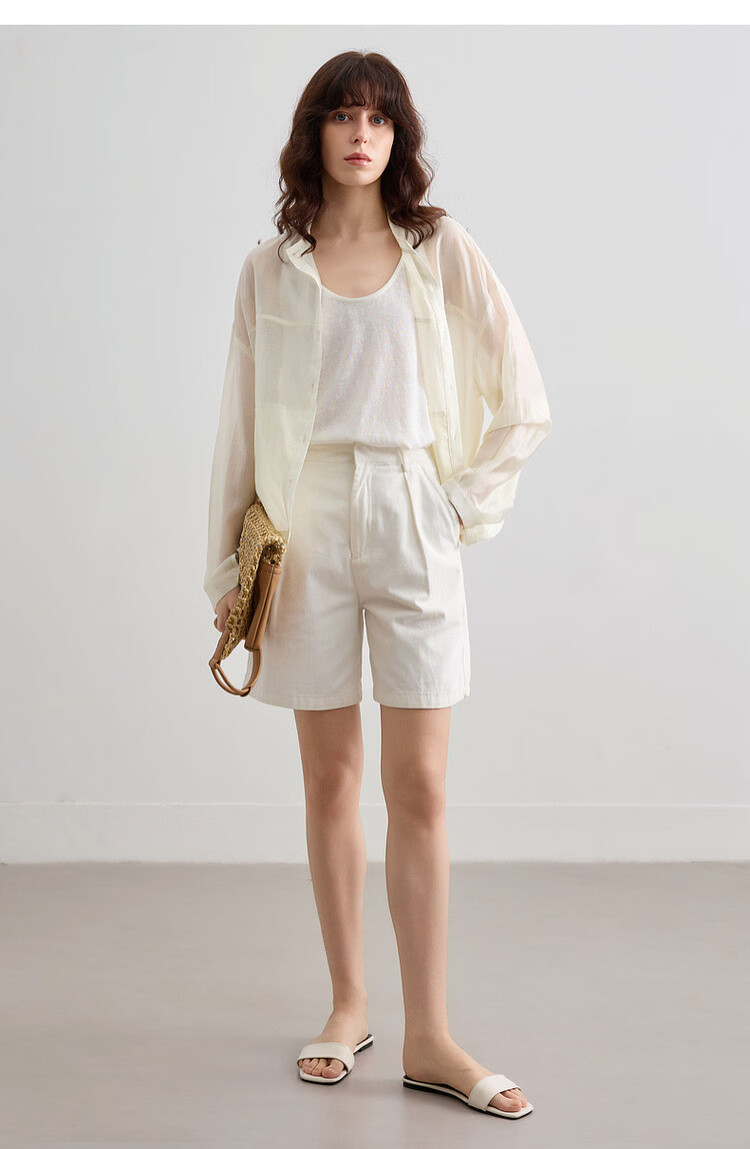 Demana Smooth Tencel Summer Lightweight Crew Neck Shell Button Hem Drawstring Loose Short Women's Jacket 16
