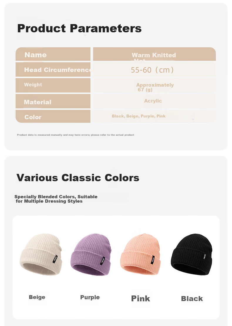 Peak Unisex Thickened Warm Knitted Hat Autumn Winter Ski Cycling Trendy Cold Weather Beanie Black 5