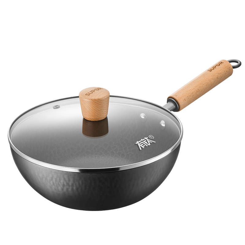 SUPOR Titanium Iron Non-Stick Mini Stir-Fry Pan Household Uncoated Cooking Wok Gas and Induction Cooker Compatible EC24AYT02
