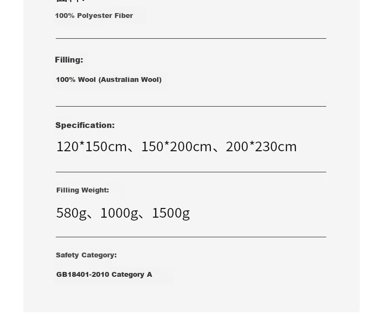 YEEHOO 100% Australian Imported Wool Quilt Baby and Child A-Class Fluffy Warm Autumn Winter Quilt Core 120*150cm 12