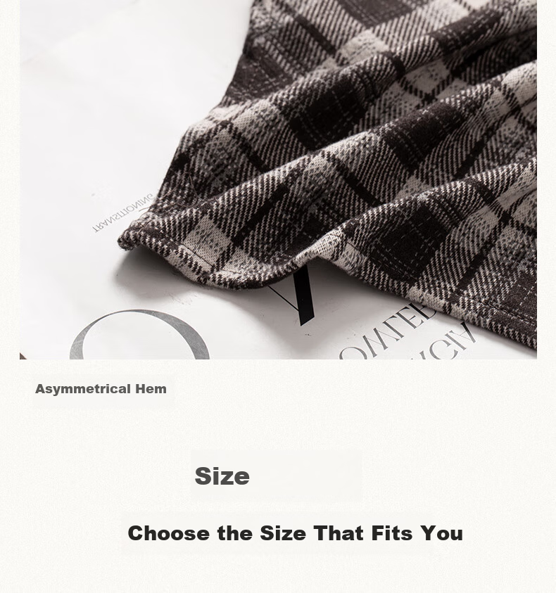 BOPRUIEY Vintage Plaid Irregular Women's Skirt 2025 New Autumn Winter A-Line Casual Mid-Length Skirt 14