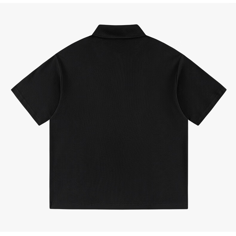 Charles Heart Summer Minimalist Campus Style Short Sleeve Polo Shirt Casual Unisex Black L 18