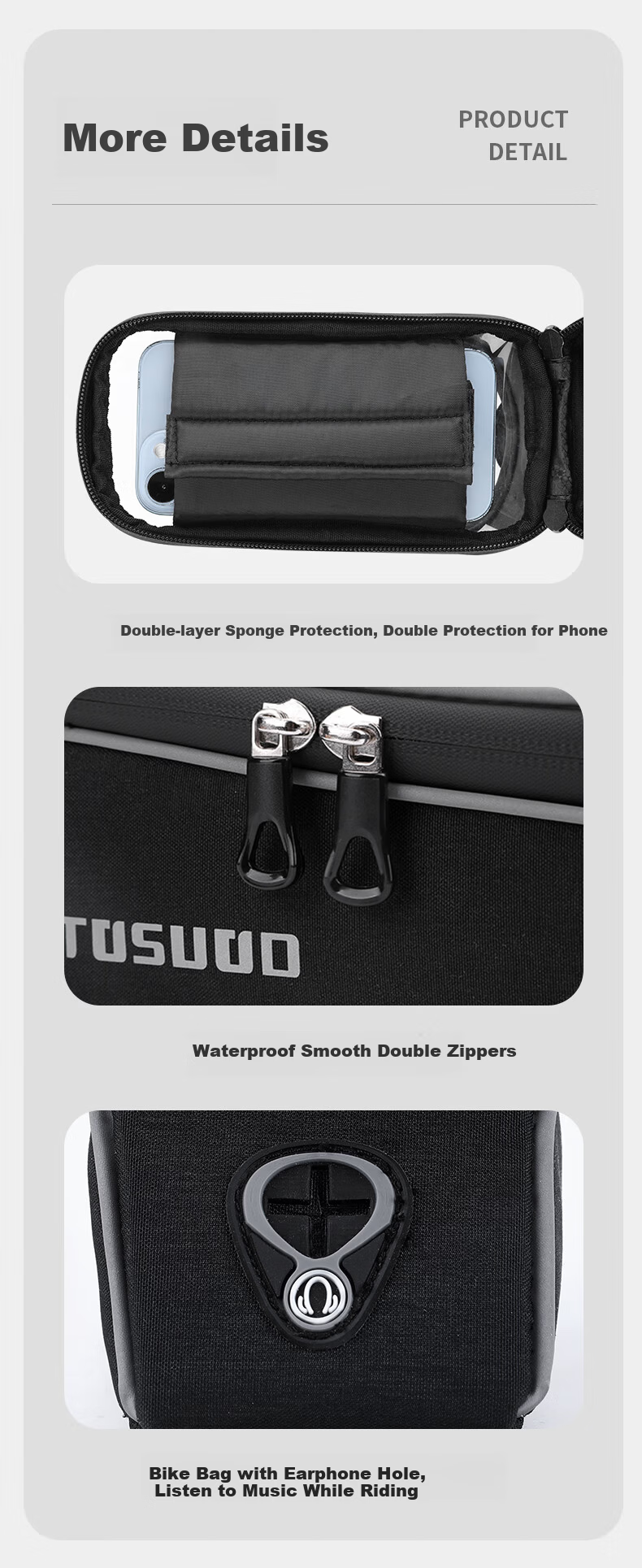 TOSUOD Bicycle Riding Handlebar Touchscreen Front Tube Bag Waterproof Road Bike Frame Bag Phone Bag Cycling Accessories 11