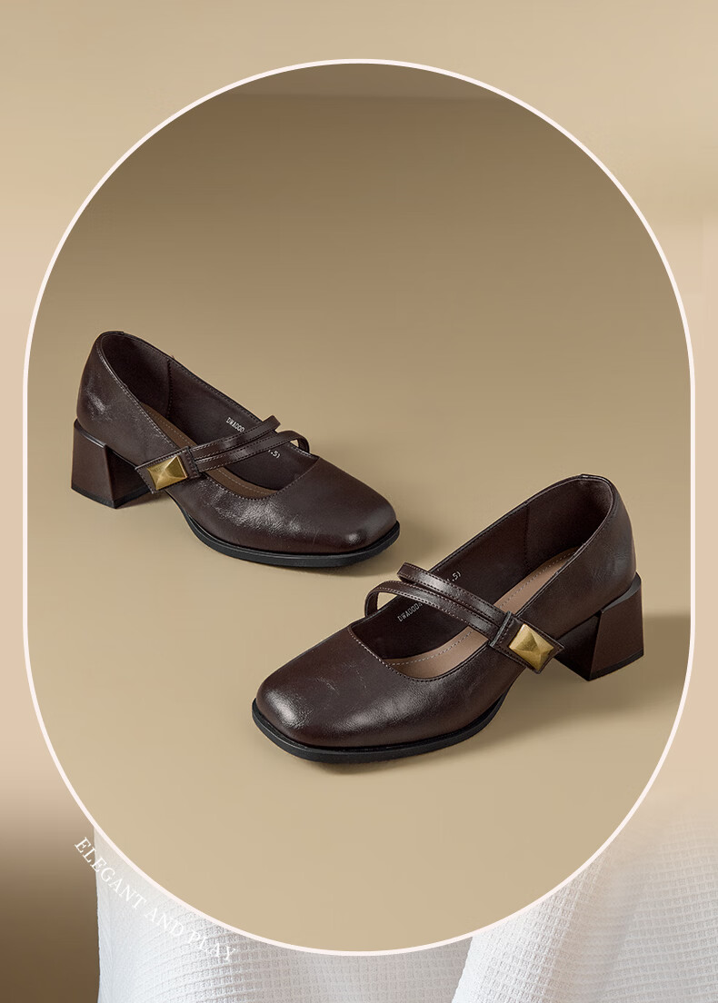 Dustodusto Mary Jane Shoes Women 2026 New Spring Thick Heel Low-Cut Single Shoes Commuting Versatile Elegant Retro High Heels 10