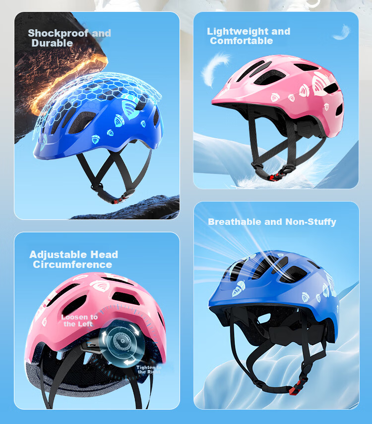 JD Jingzao Children's Helmet Adjustable Protective Sports Helmet for Roller Skating, Ice Skating, Skateboarding, Balance Bike, Bicycle - Hazelnut Pink 3