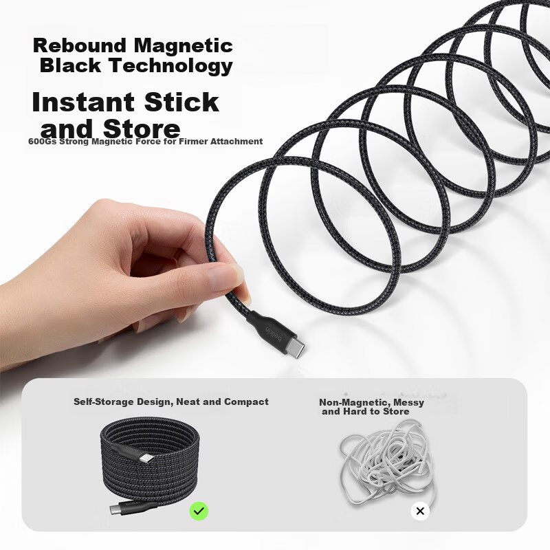 BELKIN Apple Data Cable 240W Fast Charging Dual Type-C Magnetic Cable for iPhone 17 MacBook Power Cord 2m Black CAB028