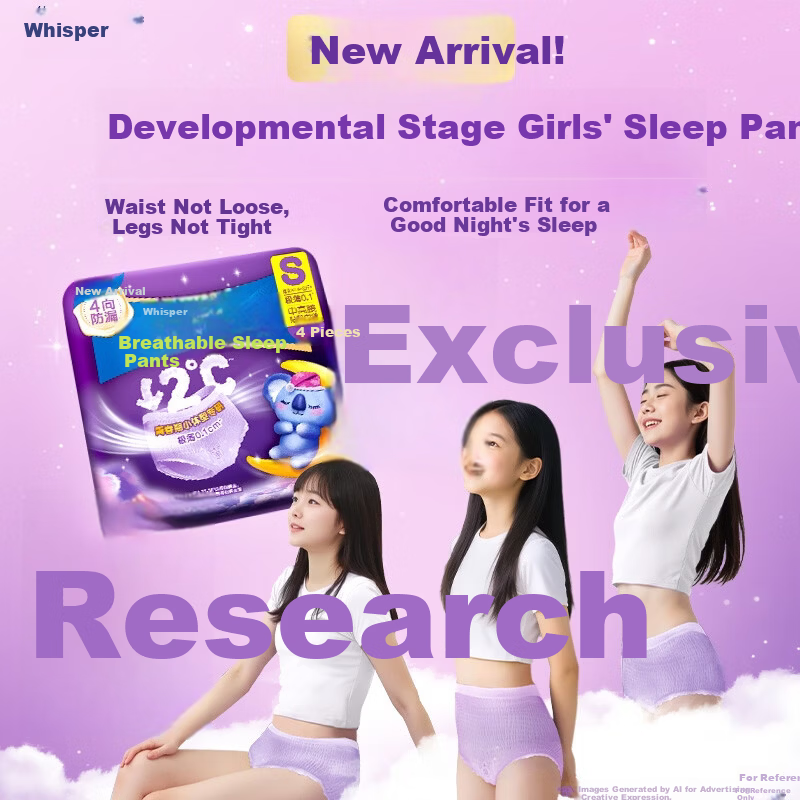 Whisper Koala Cooling Sleep Pants S Small Size 4pcs Panty-Shaped Sanitary Napkins Period Pants for Teen Girls First Menstruation