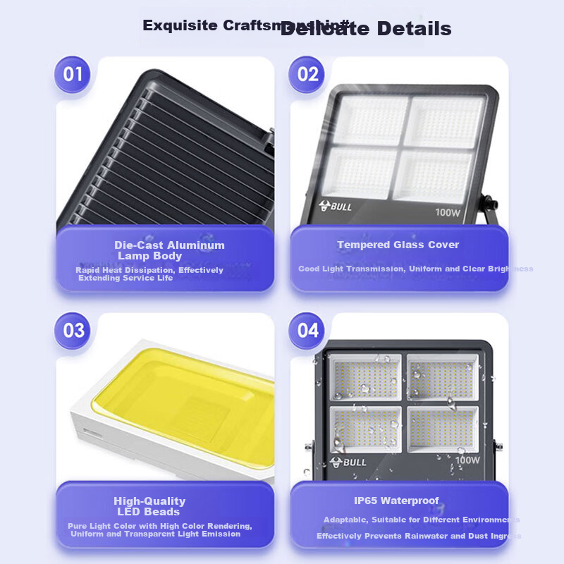 BULL LED Floodlight Outdoor Street Light Yard Light Billboard Light Camping Light IP65 Waterproof MG-F100A-AE Haoxiang Series 6500K White Light 100W