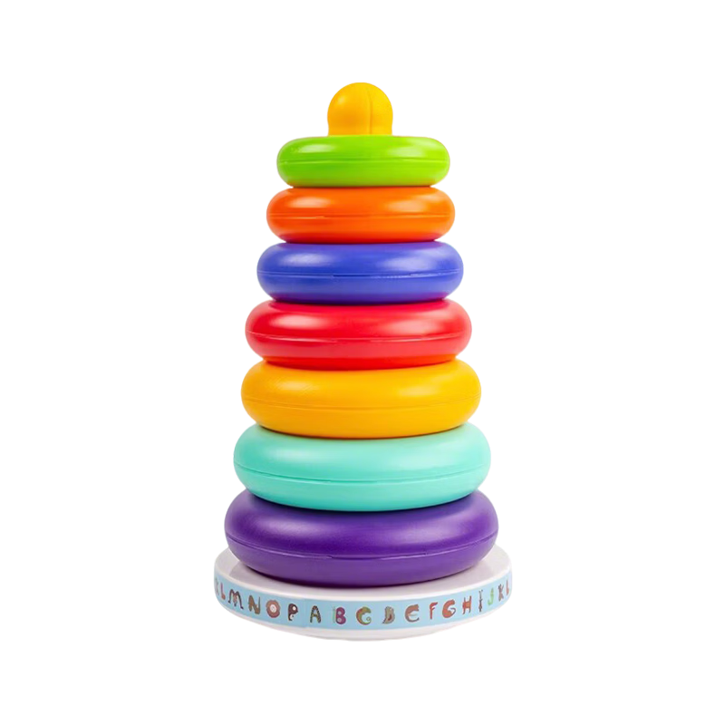 Kingstan Stacking Baby Ring Toy Early Education Wobbly Rainbow Stacking Rings Building Blocks Birthday Children's Day Gift