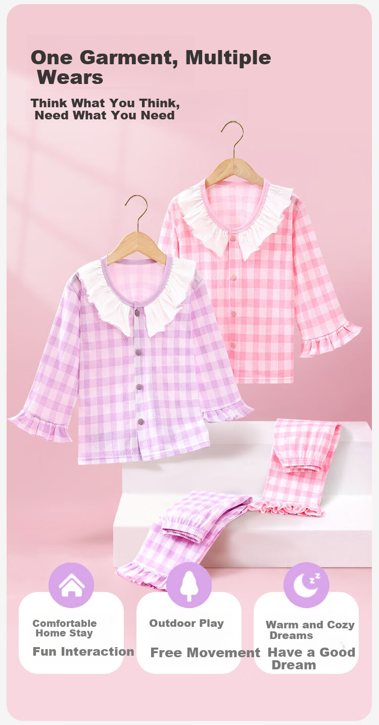 DEESHA 100% Cotton Children's Pajamas Autumn Winter Girls Homewear Youth Student Baby Air Conditioning Suit Set 5