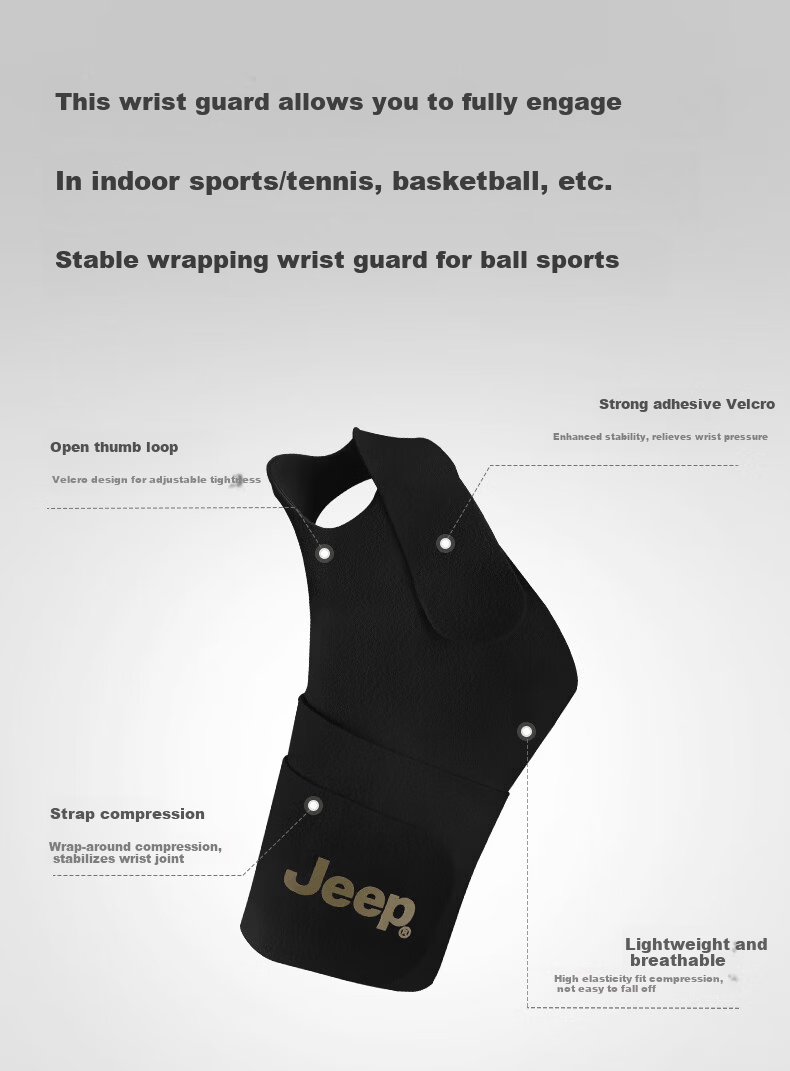 JEEP Fitness Wrist Support Anti-Sprain Compression Carpal Tunnel Professional Sports Wrist Brace One-Piece Green One Size 3