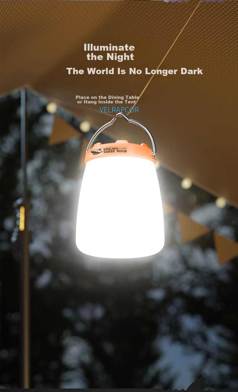 Smile Shark 8288 Outdoor Camping Lantern Long-lasting Rechargeable Tent Ambient Hanging Light Emergency Camping Lamp 3
