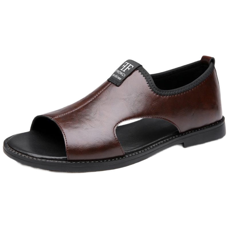 Jingzhenlianggong Men's Summer Sandals Dual-use Slippers Non-slip Soft Sole Beach Shoes Dark Brown [Glossy] Size 42