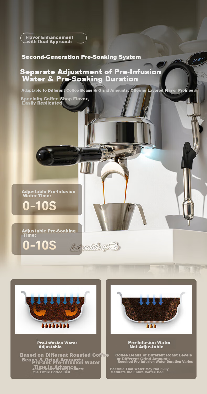 GEMILAI Gemilai 38 Gifts Double Pupil G3145B Coffee Machine Home and Commercial Semi-Automatic Coffee Maker Small Appliance American Espresso 1L Steam Boiler 9