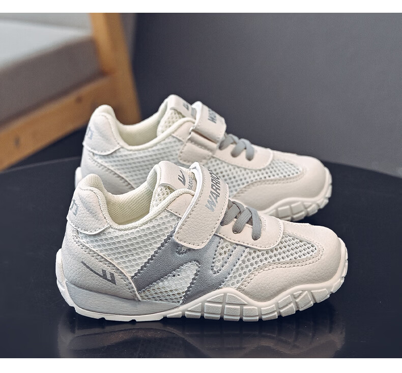 Warrior Boys Summer Sports Shoes Single Mesh Children's Running Shoes Breathable Girls Mesh Shoes WZ-2026 Beige/Purple 34 6