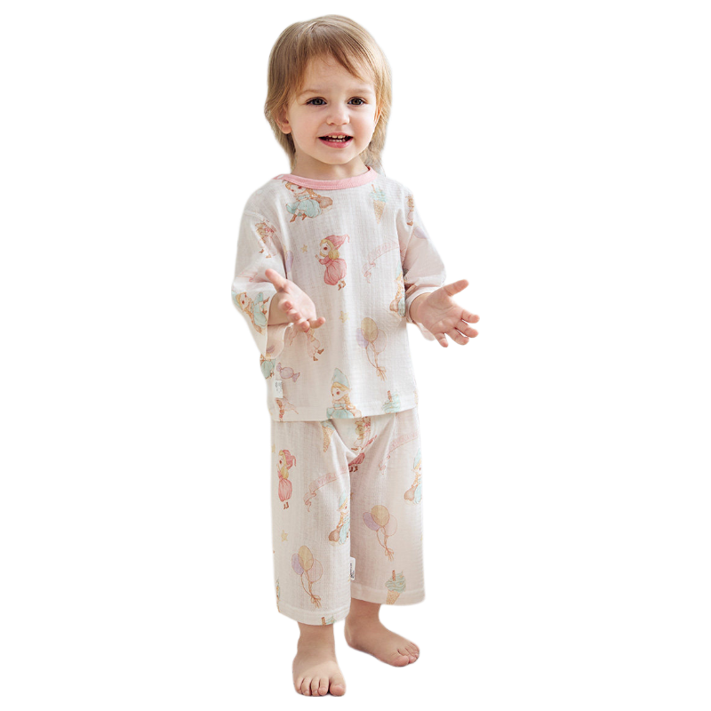 JOYNCLEON Baby Pajamas Pure Cotton Class A Summer Thin 3/4 Sleeve Air Conditioning Children's Homewear Set JTz176219