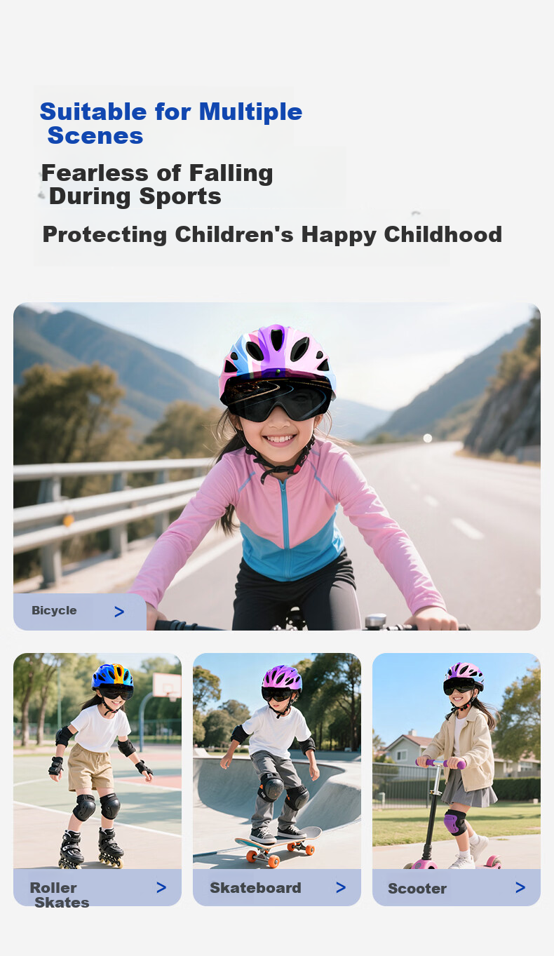 Kids Balance Bike Helmet with Goggles Professional Riding Skateboarding Ice Skating Protective Set for Boys and Girls 9