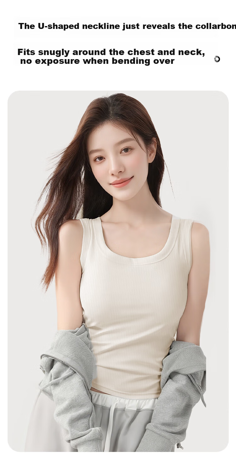 Dushiliren Women's Camisole Tank Top, Summer Cool Breathable Inner Wear Or Outer Wear, Conceals Side Boob, Thin Slim Fit Base Layer Sleeveless Top 4