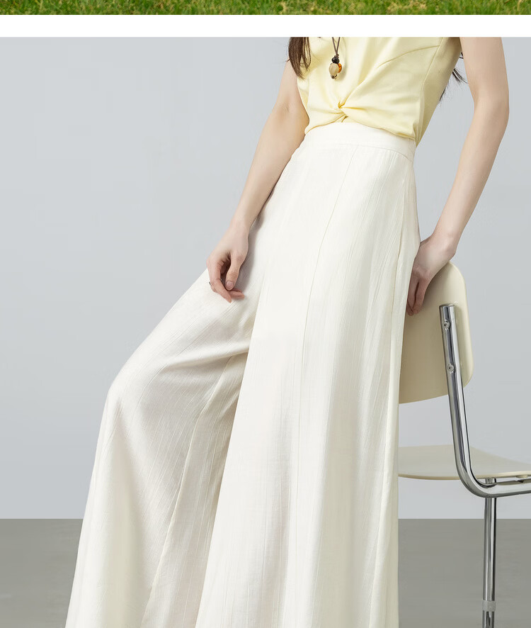 Shangdu Bira Light Pleated Texture Casual Pants for Women Spring Summer Simple Casual Pear-Shaped Slim Wide-Leg Loose Trousers 18