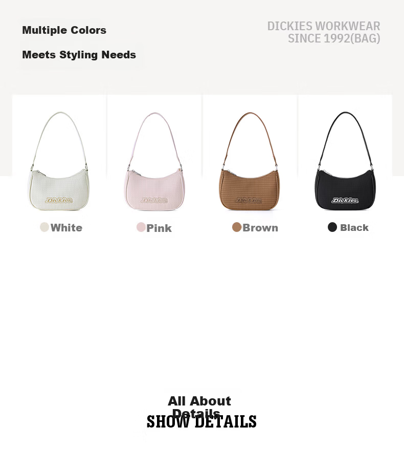 Dickies Classic Casual White Women's Shoulder Crossbody Underarm Bag 10