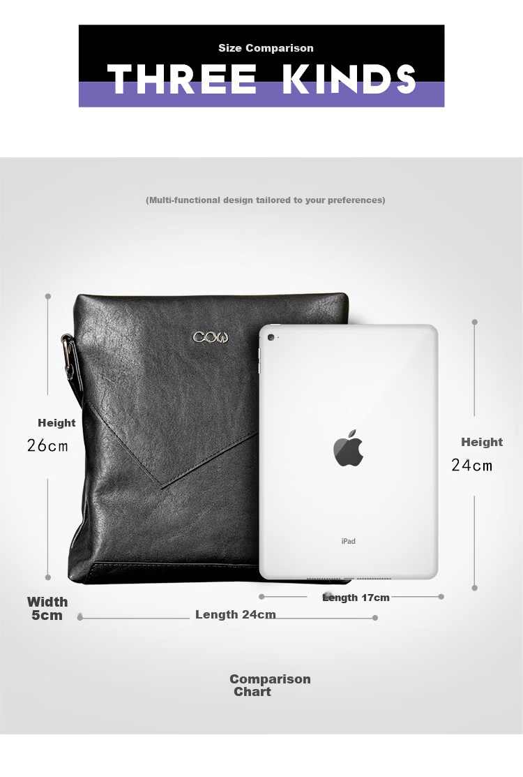 COW Men's Shoulder Bag Business Casual Crossbody Chest Bag Backpack Handbag 8610 Vertical Style 8
