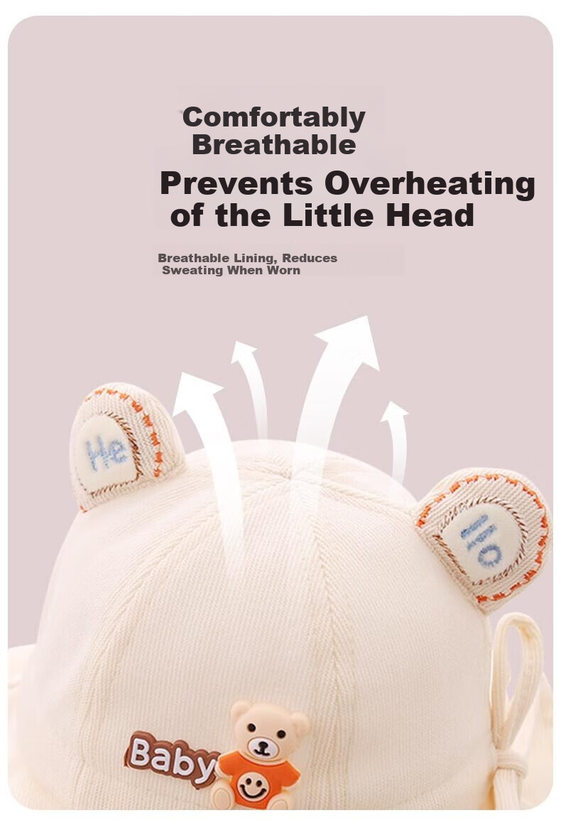 Aibao Baby Hat Spring and Autumn Infant Fisherman Hat Boys and Girls Bucket Hat Outdoor Sunshade Cap Hello Bear T151 13