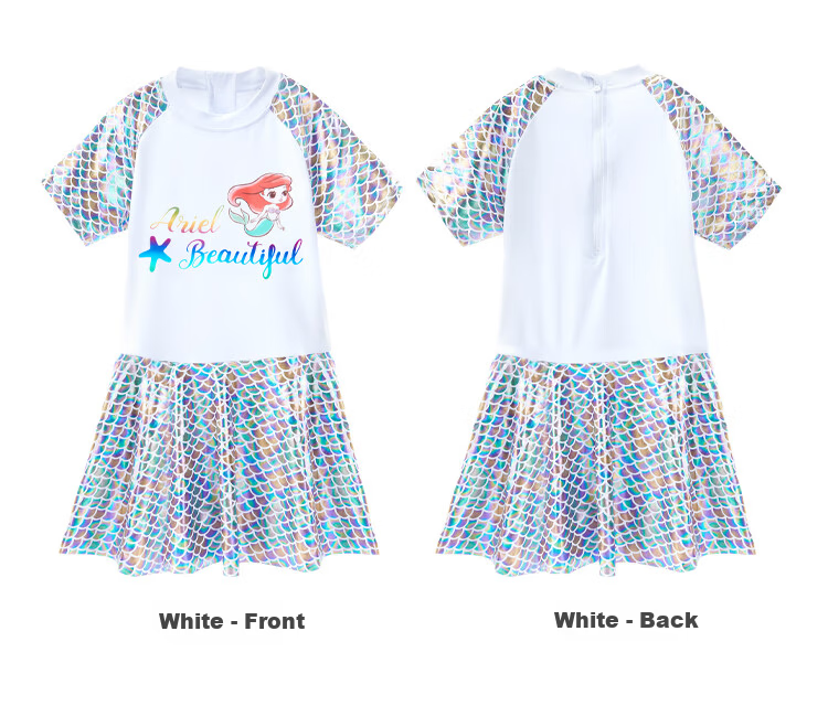 Disney Girls' One-Piece Swimsuit Summer Kids High Elastic Breathable Children's Swimsuit DEE25948-D White Size 110 9