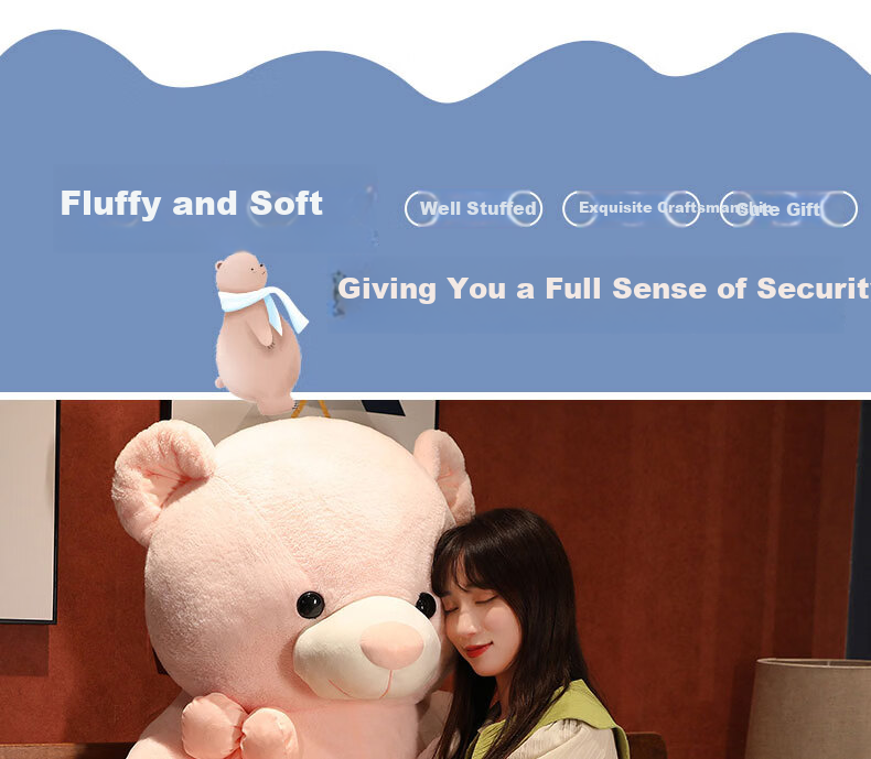 Hushi Little Treasure Bear Plush Toy 80cm - Women's Day Goddess Gift, Birthday Present for Girlfriend, Sleeping Hug Bear for Girls 5