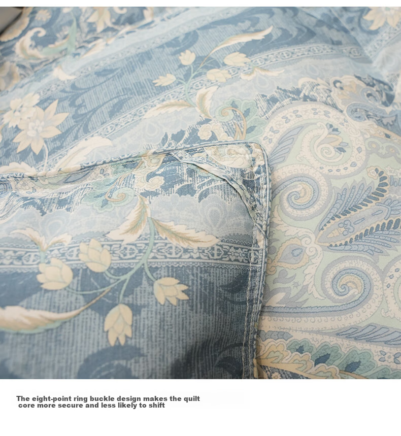 VCD Comforter, 100% White Goose Down Duvet, Spring And Autumn Quilt, 650g Filling, 1.5*2.1 Meters, Blue Floral Print 15