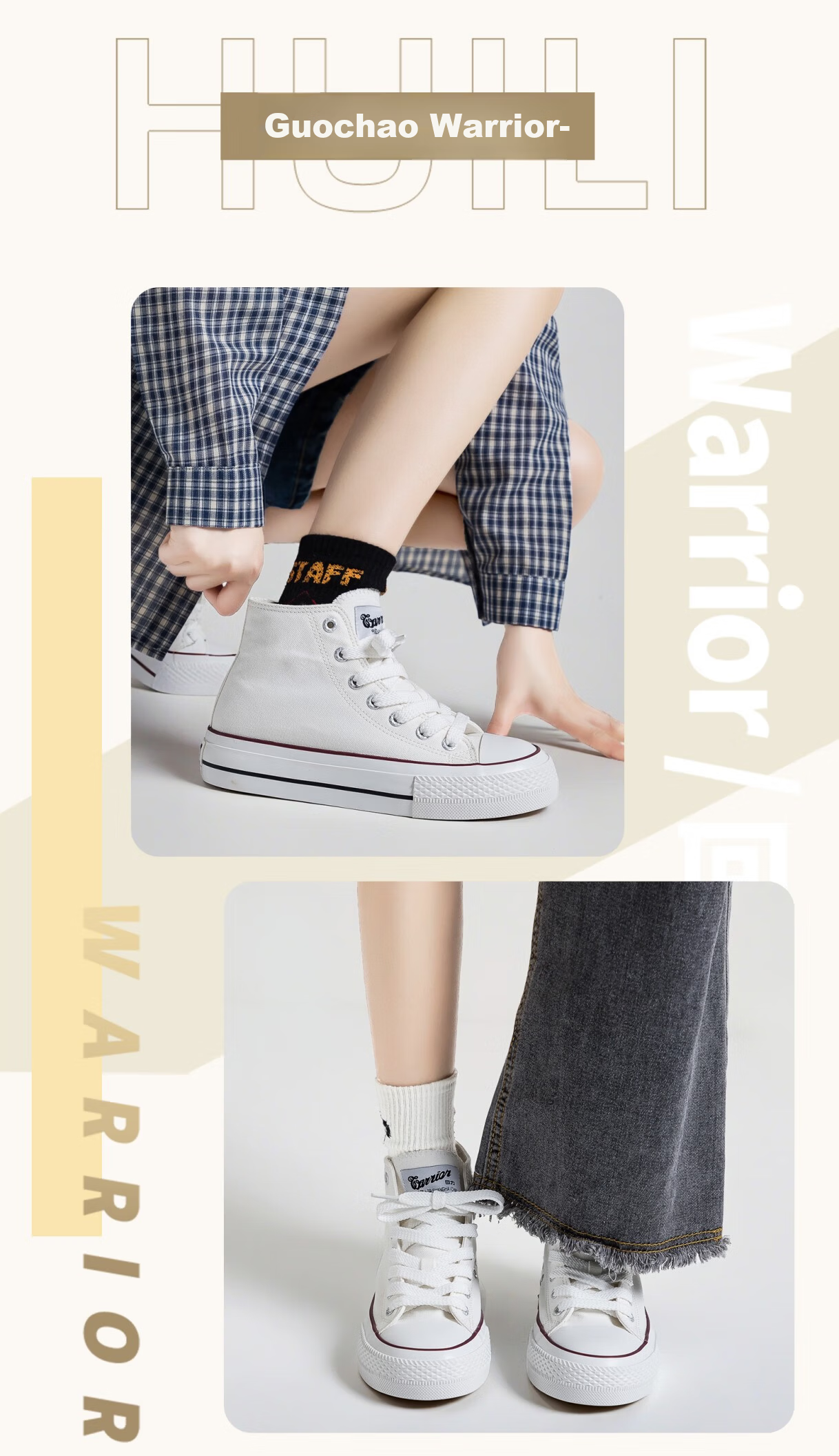 Warrior Women's Classic High-Top Canvas Sneakers WXYL750T Black Size 38 4