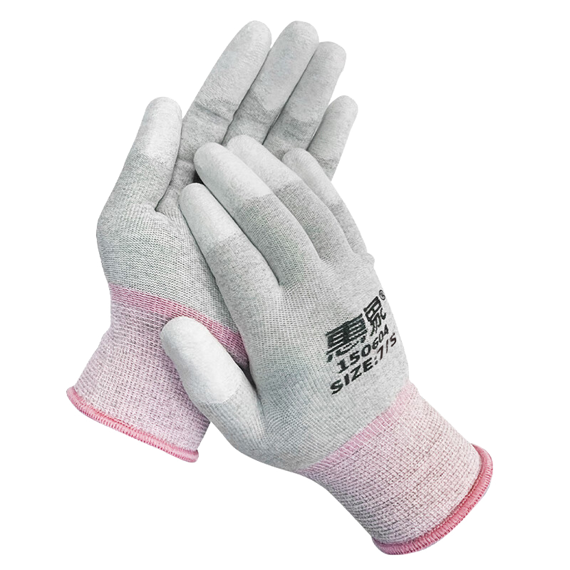 Huixiang JD Industrial Private Label Carbon Fiber Anti-Static PU Coated Gloves 150604 Size S 10 Pairs/Pack Breathable Lightweight Flexible Operation EU CE Certified
