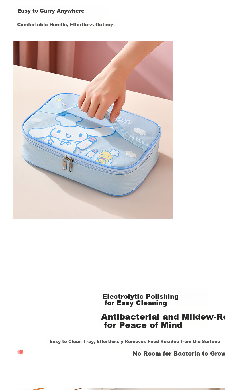 MANCHAOJIA Sanrio Lunch Bag Insulated High-Value Large Capacity Portable Square Bento Bag for Office Workers 2
