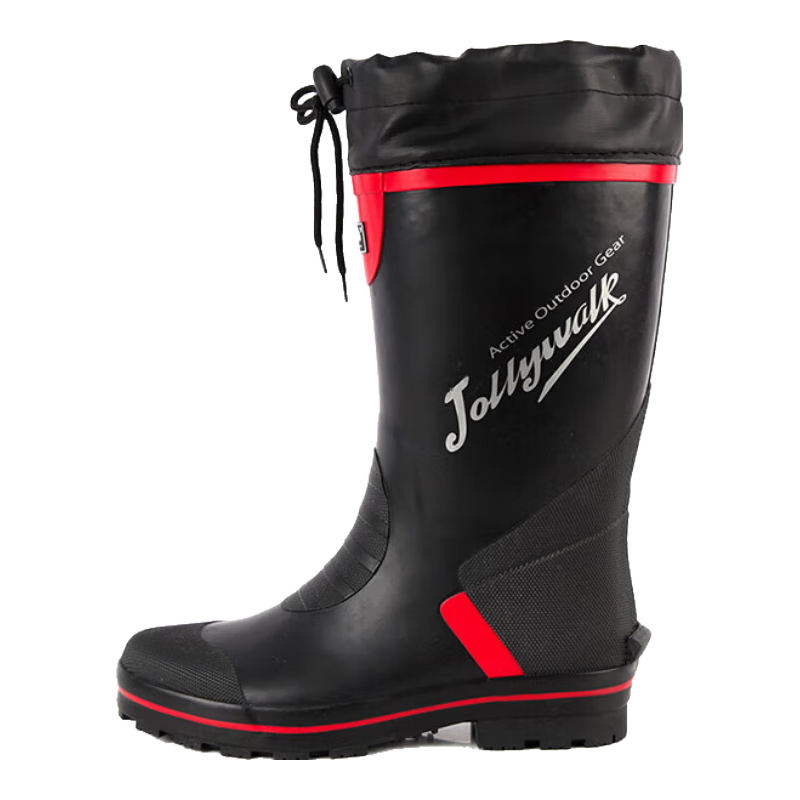 Jolly Walk Rain Boots for Men, Waterproof Non-Slip Wear-Resistant Water Shoes, Outdoor Fishing Boots JW211TQ Black And Red Size 39