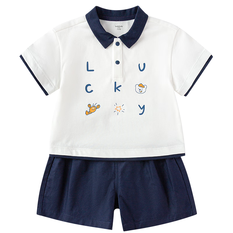BALABALA Boys' Short-Sleeve Clothing Set, 2026 New Summer Style, Baby Polo Shirt Two-Piece Set, Children's T-Shirt And Pants, Cute