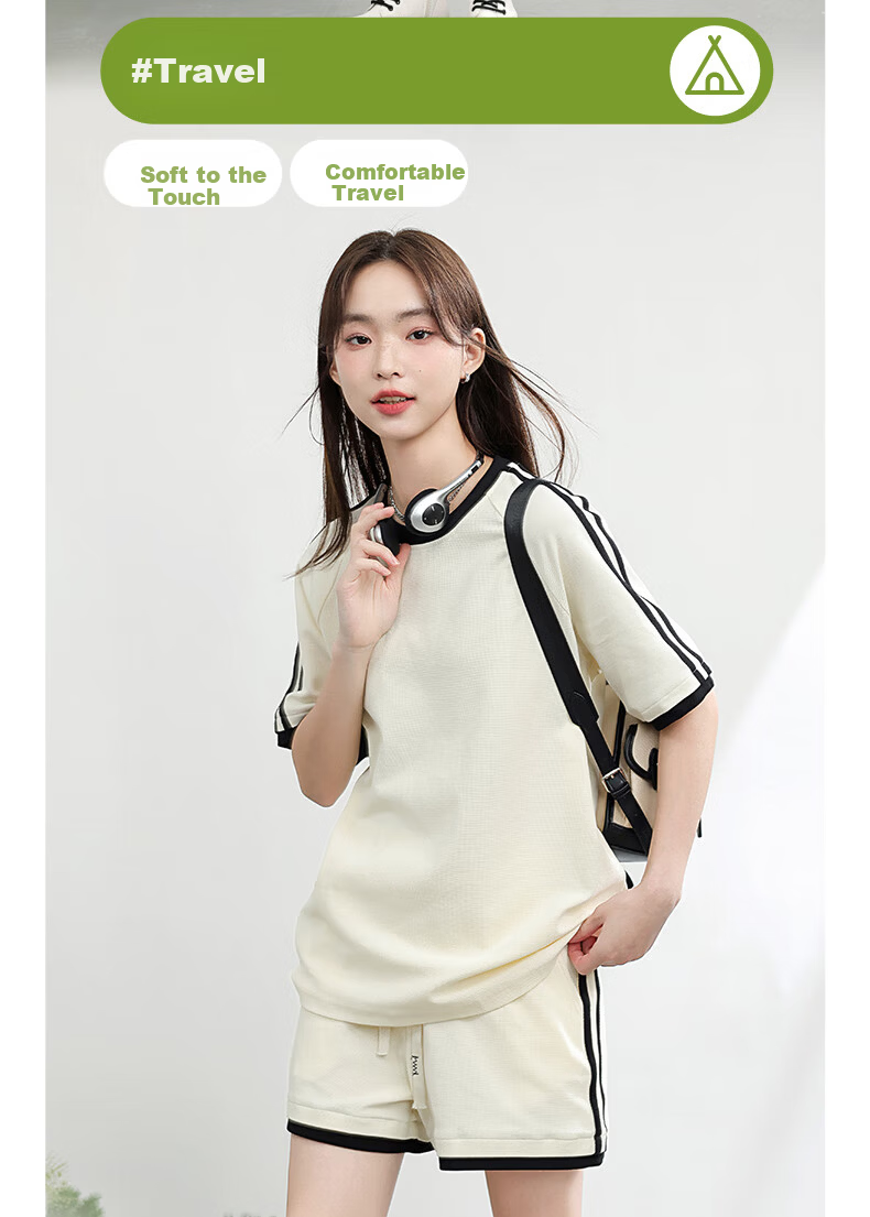 MJ STYLE Women's Short Sleeve and Shorts Set 2026 Summer New Trendy Sports Casual Homewear T-Shirt and Pants Set 10