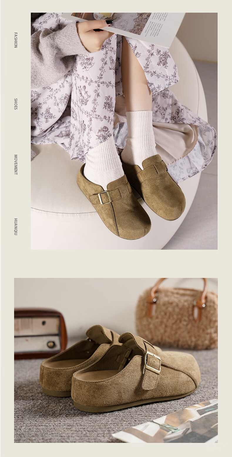 HUANQIU Vintage Platform Birkenstock Women's 2026 New Popular Slip-On Half Slippers Soft Sole Shoes 14