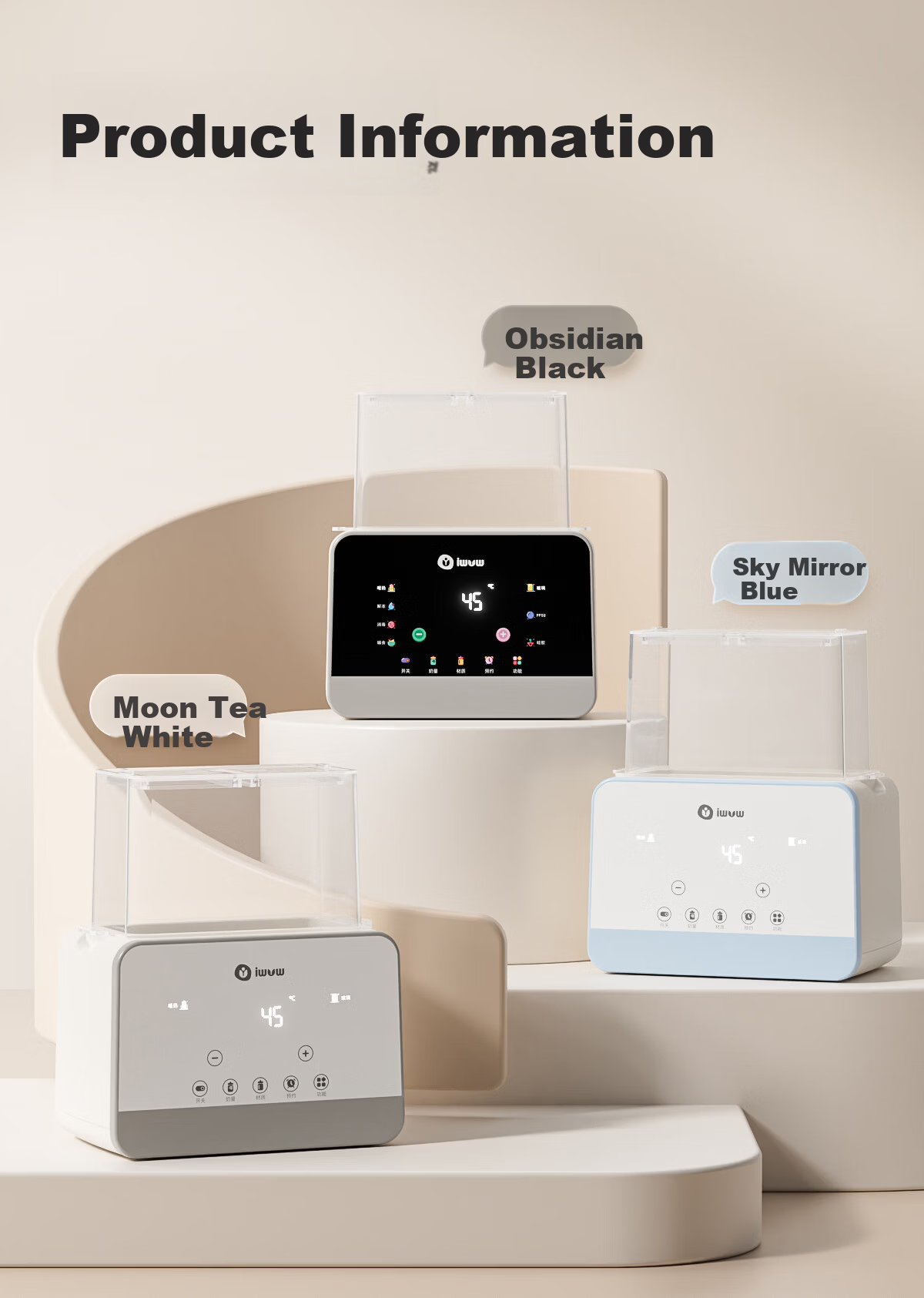IWVW Milk Warmer and Sterilizer 2-in-1 Temperature Control Bottle Warmer Baby Formula Heater Breast Milk Defroster Steam Sterilizer 13