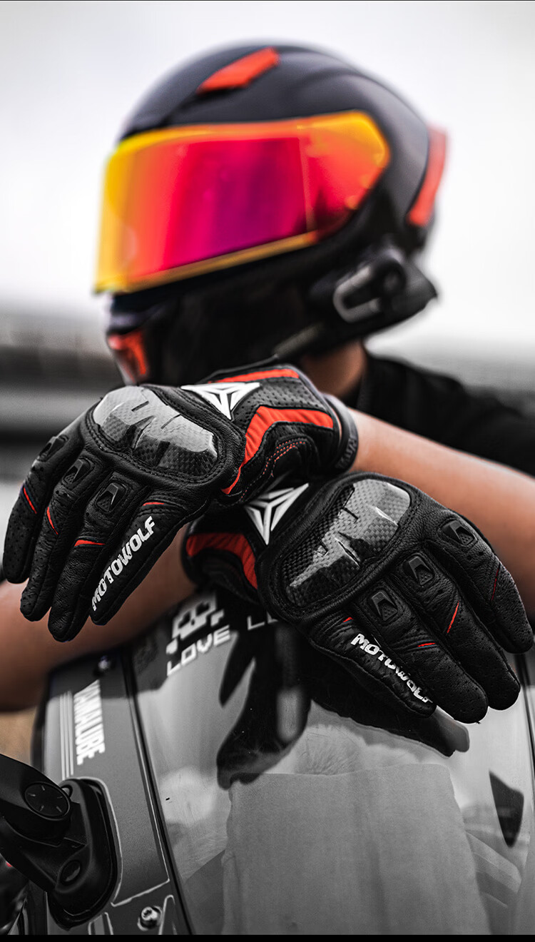 MOTOWOLF Motorcycle Summer Riding Gloves All-Season Universal Anti-Fall Breathable Carbon Fiber Protective Motorbike Gear for Men and Women 9