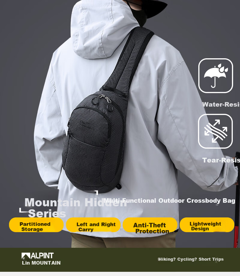 ALPINT MOUNTAIN Outdoor Trendy Crossbody Bag Chest Bag Shoulder Bag Small Backpack Large Capacity Casual Travel Cycling 1