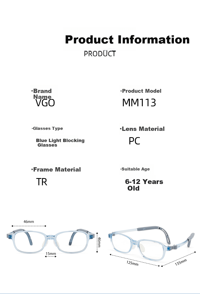 VGO Kids Anti-Radiation Blue Light Blocking Glasses Unisex Non-Prescription Computer Protective Eyewear MM113 Transparent Blue 6