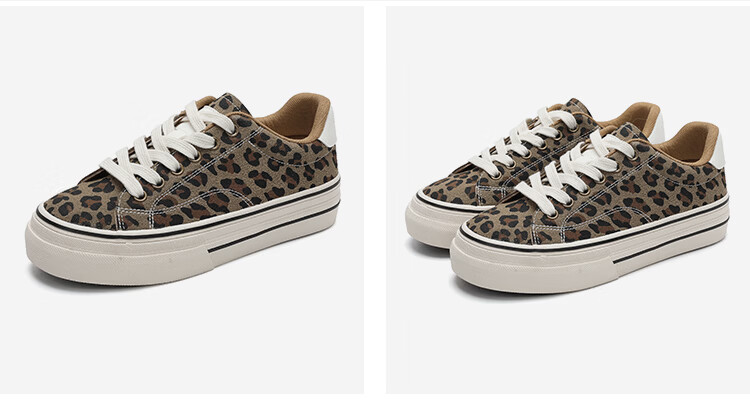 DAPHNE Women's Shoes 2026 Summer New Leopard Print Soft Sole Sneakers Casual Canvas Shoes Brown Size 38 21